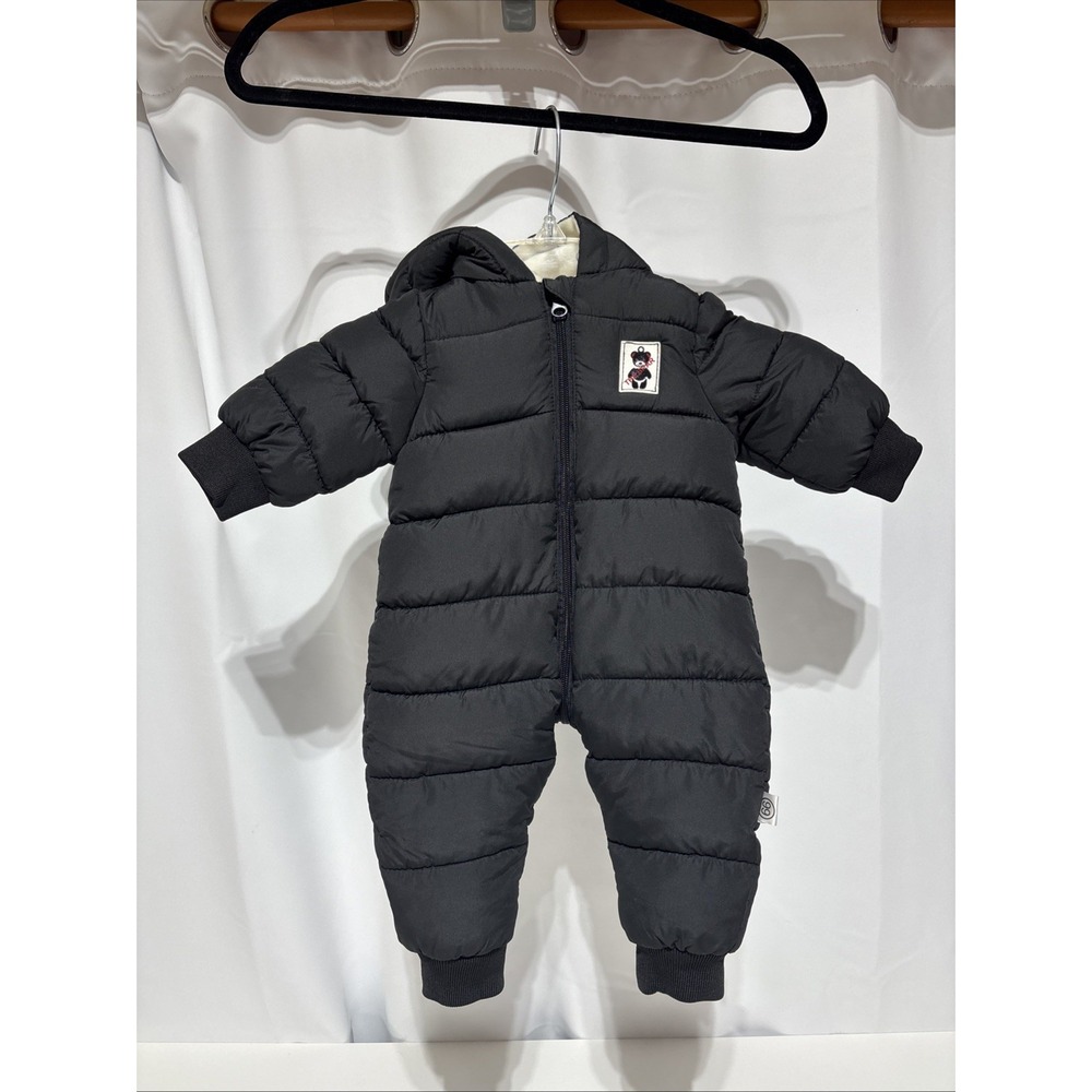 Baby/Toddler Black Puffer Snow Suit No Size Measurements‎ In Picture Fleece Ears